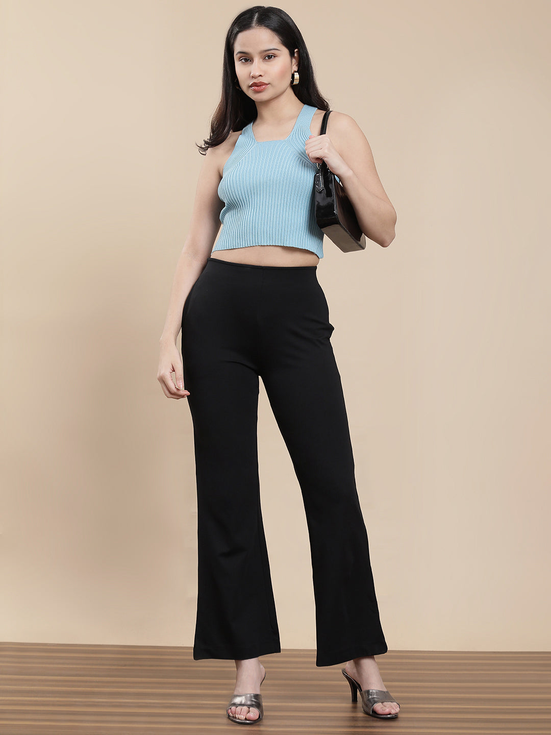 De Moza Women Casual Tregging Black