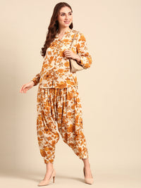 Harem Pant Floral Print-Yellow - De Moza