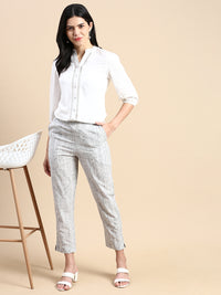 De Moza Women Cigarette Pants White