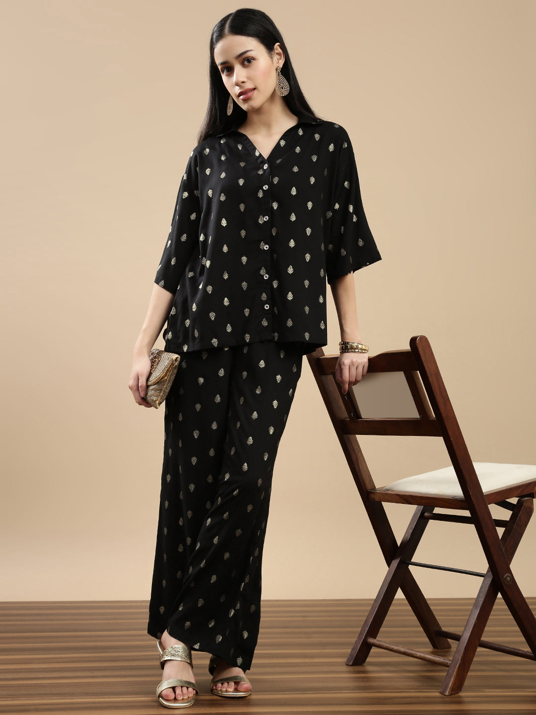 De Moza Women Festive Palazzo Black