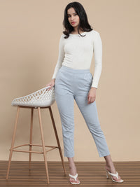 De Moza Women Casual Pants Ice Blue