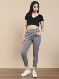 De Moza Women Casual Jegging Steel Grey