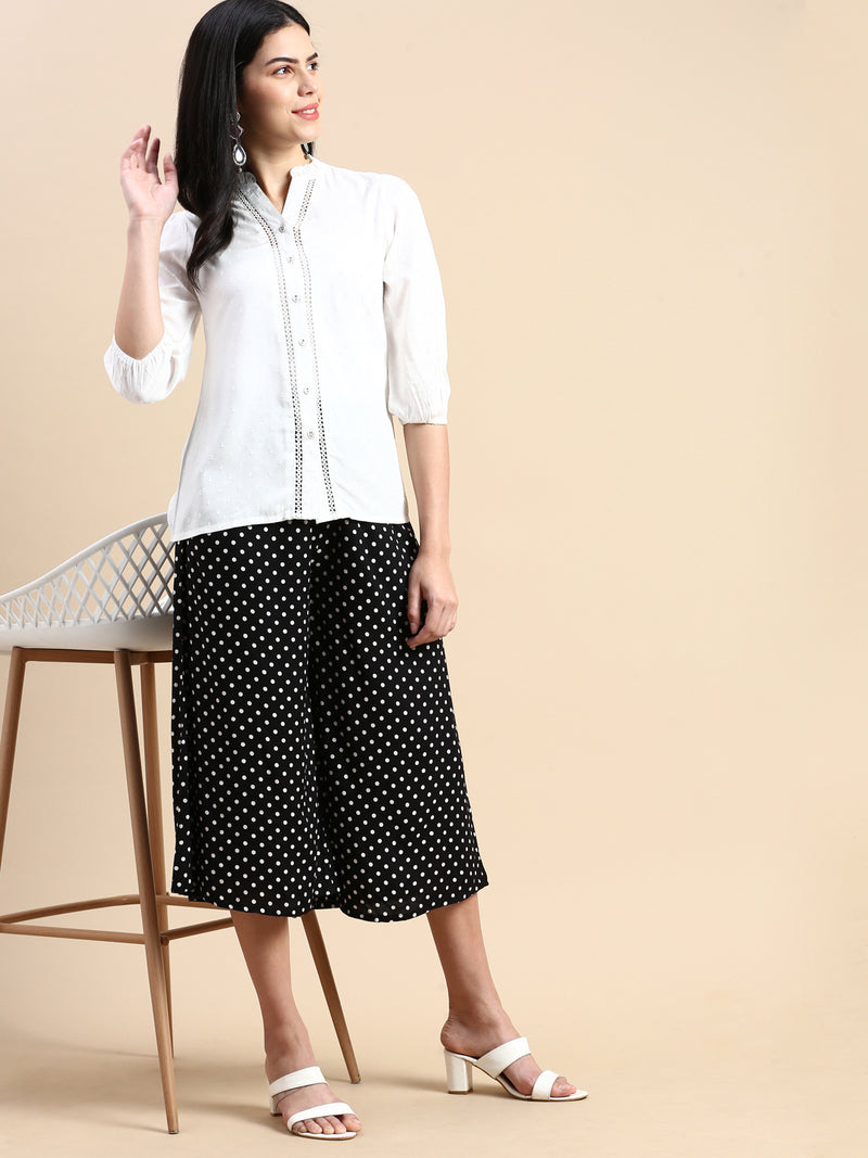 De Moza Women Printed Culottes Black