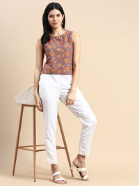De Moza Women Cigarette Pant White
