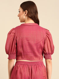 Co-Ord Set (Crop Top & Culottes)-Dark Pink - De Moza