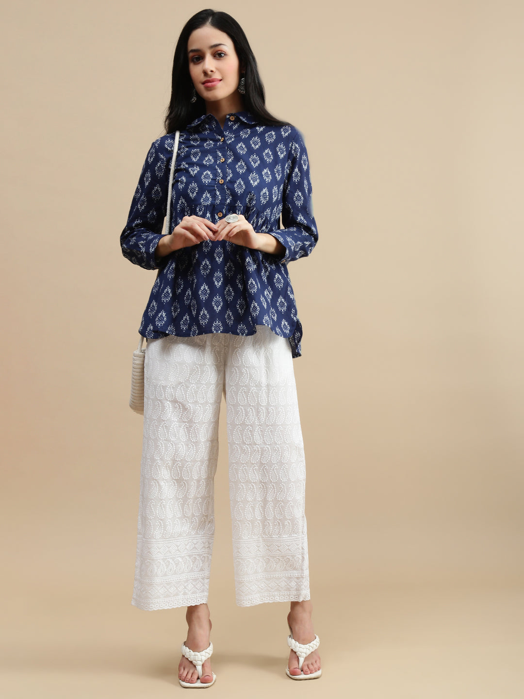 De Moza Women Casual Palazzo White