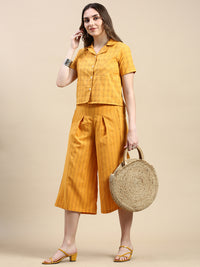 Crop Shirt Woven-Mustard - De Moza