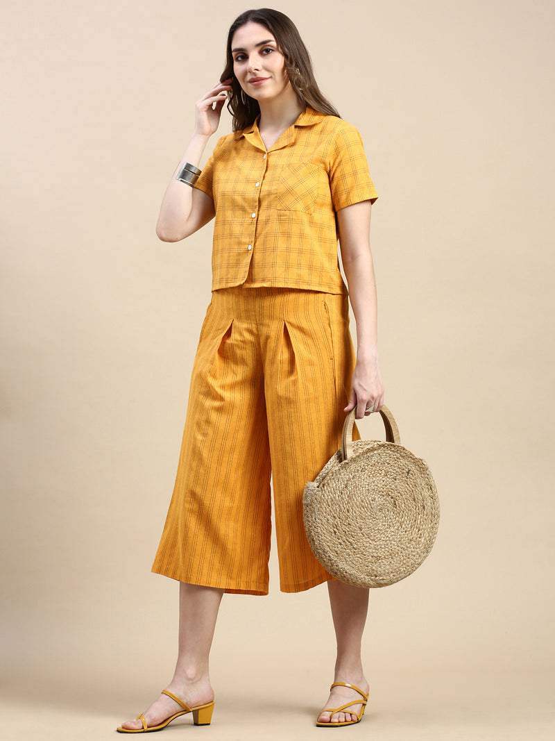 Crop Shirt Woven-Mustard - De Moza