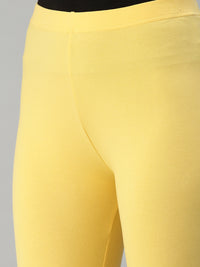 De Moza Ladies Ankle Length Leggings Solid Cotton Yellow