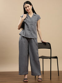 De Moza Women Casual Palazzo Steel Grey