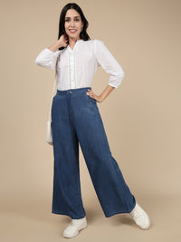 Wide Leg Pant-Mid Blue