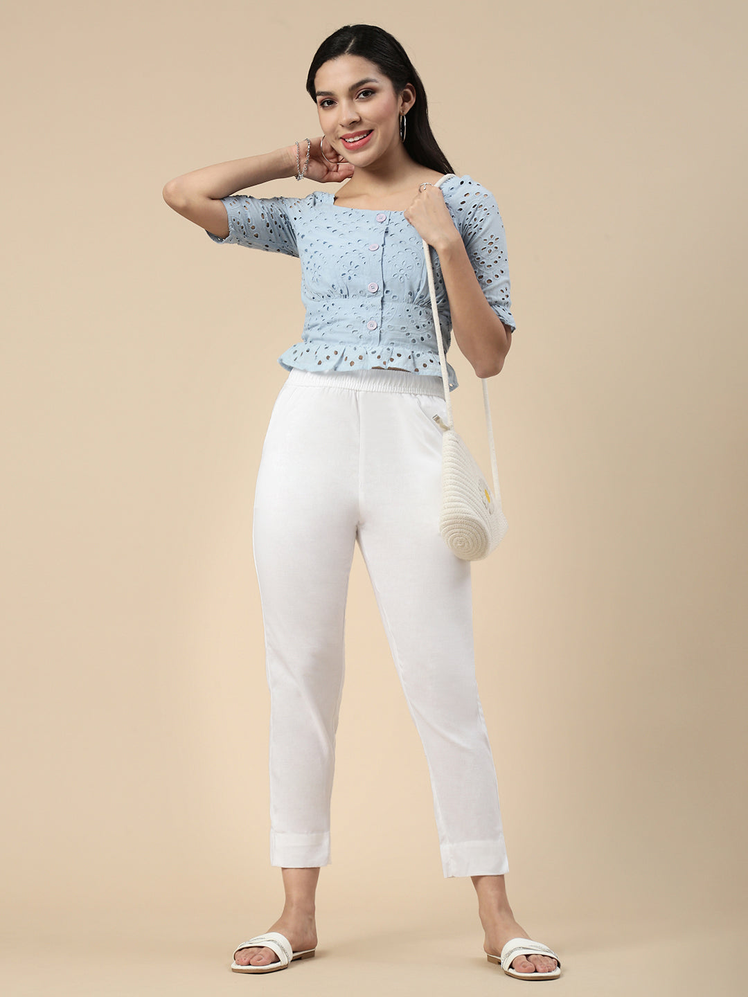 Casual Straight Pant-White