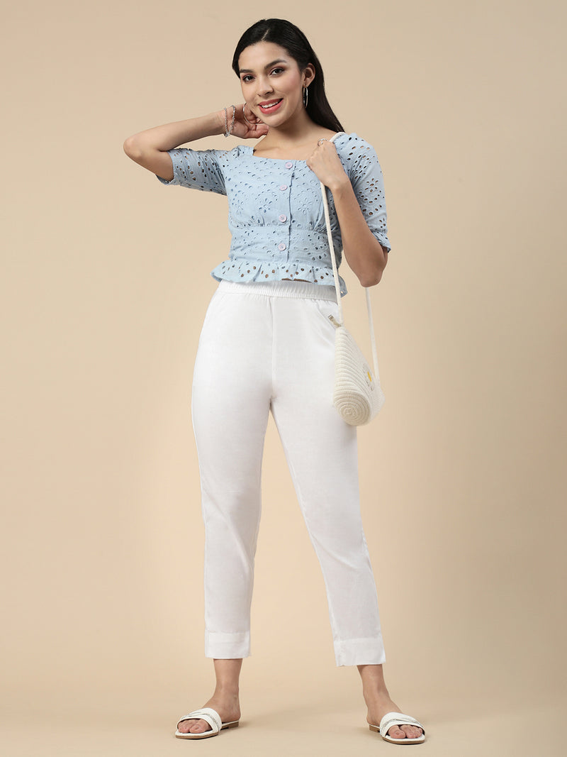 Casual Straight Pant-White - De Moza