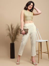 De Moza Women Festive Pants Offwhite - De Moza