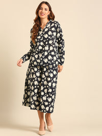 Culottes All Over Print-Navy - De Moza