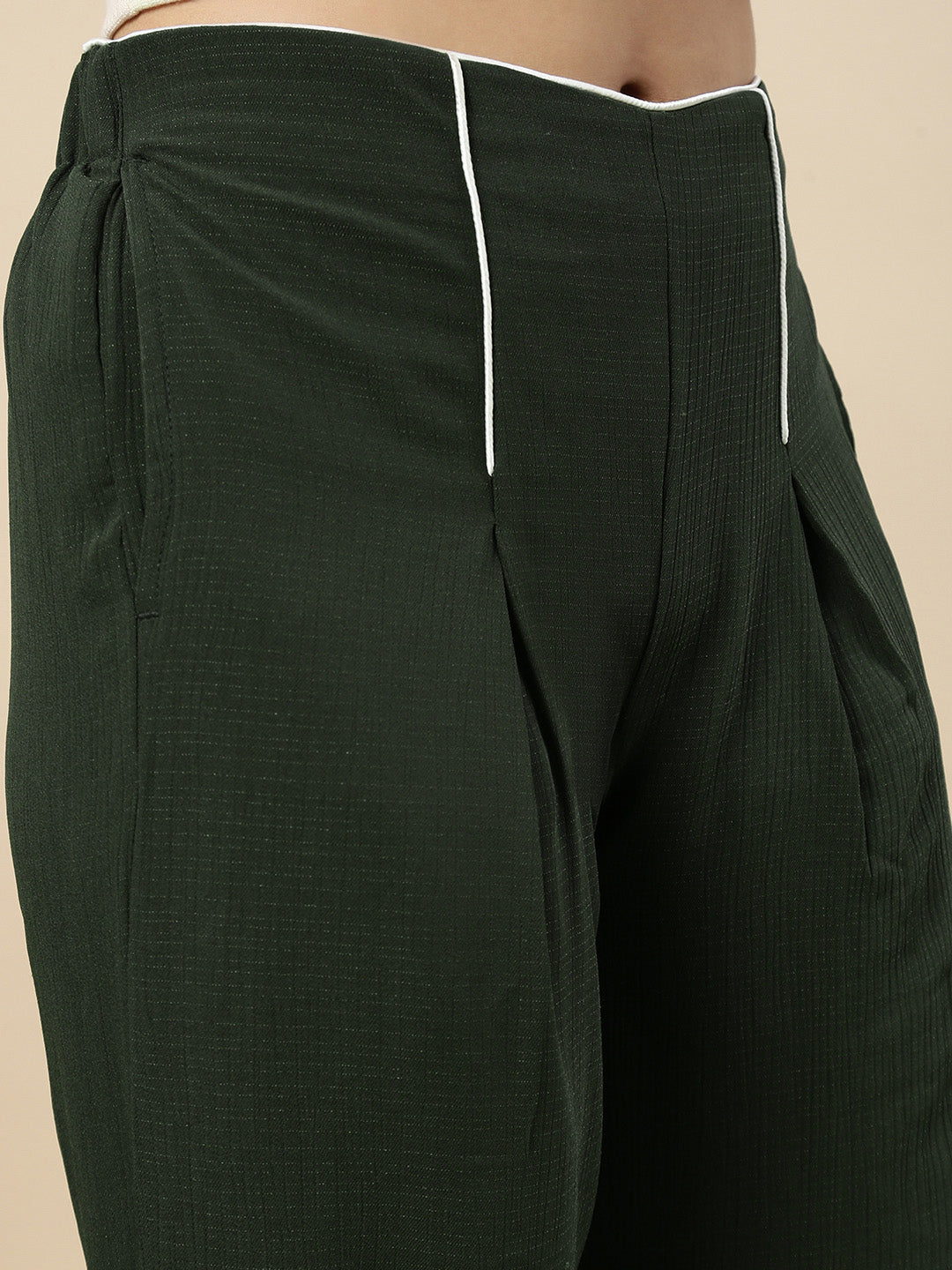 Pleated Pants-Olive