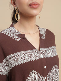 De Moza Women Casual Shirt Dark Brown - De Moza