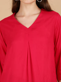De Moza Women Woven Viscose loosed Fit Top Fuchsia