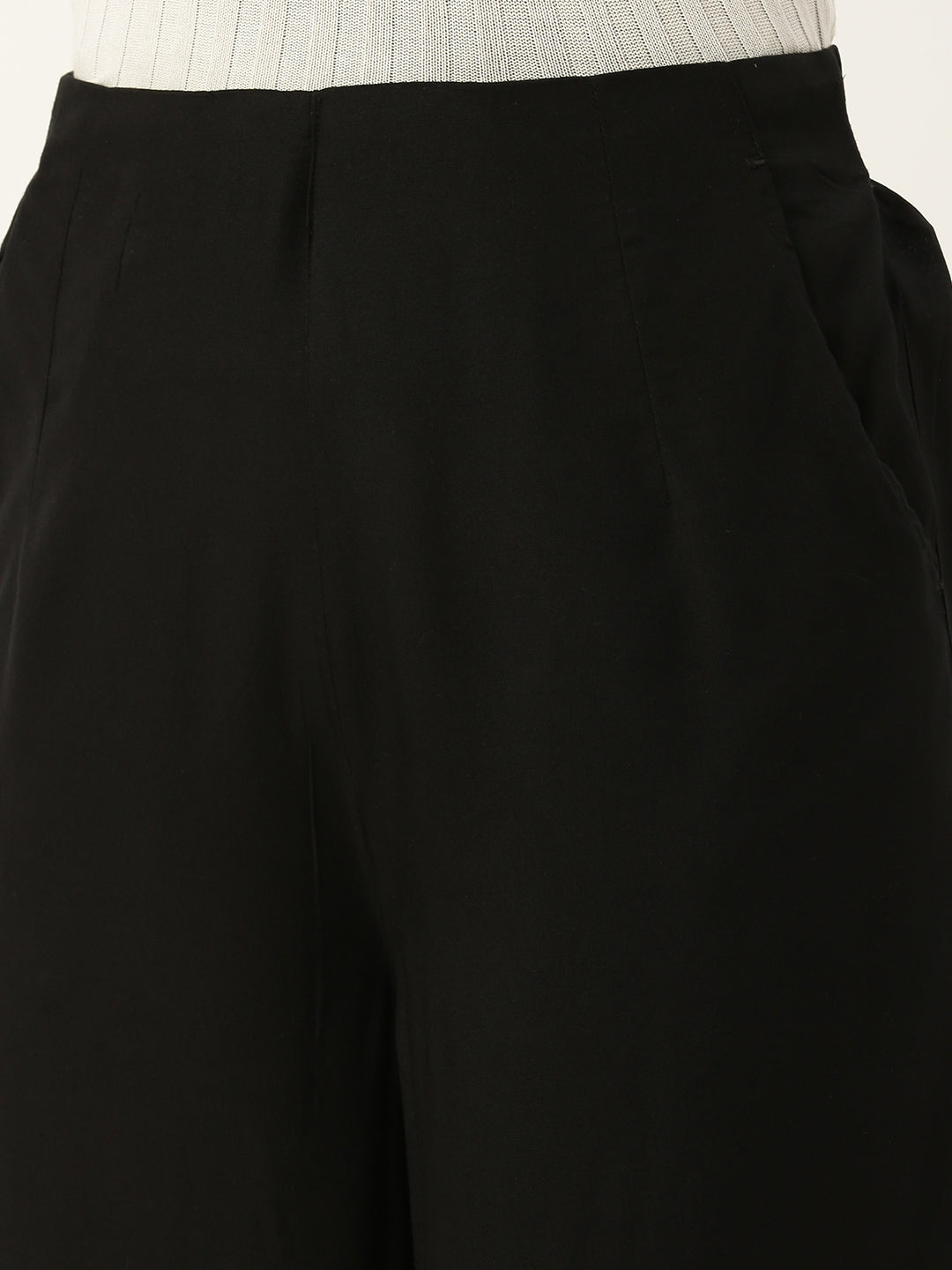 De Moza Ladies Palazzo  Solid Rayon Black - De Moza