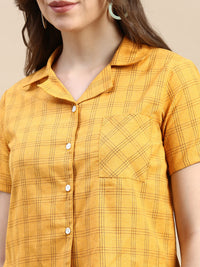 Crop Shirt Woven-Mustard - De Moza