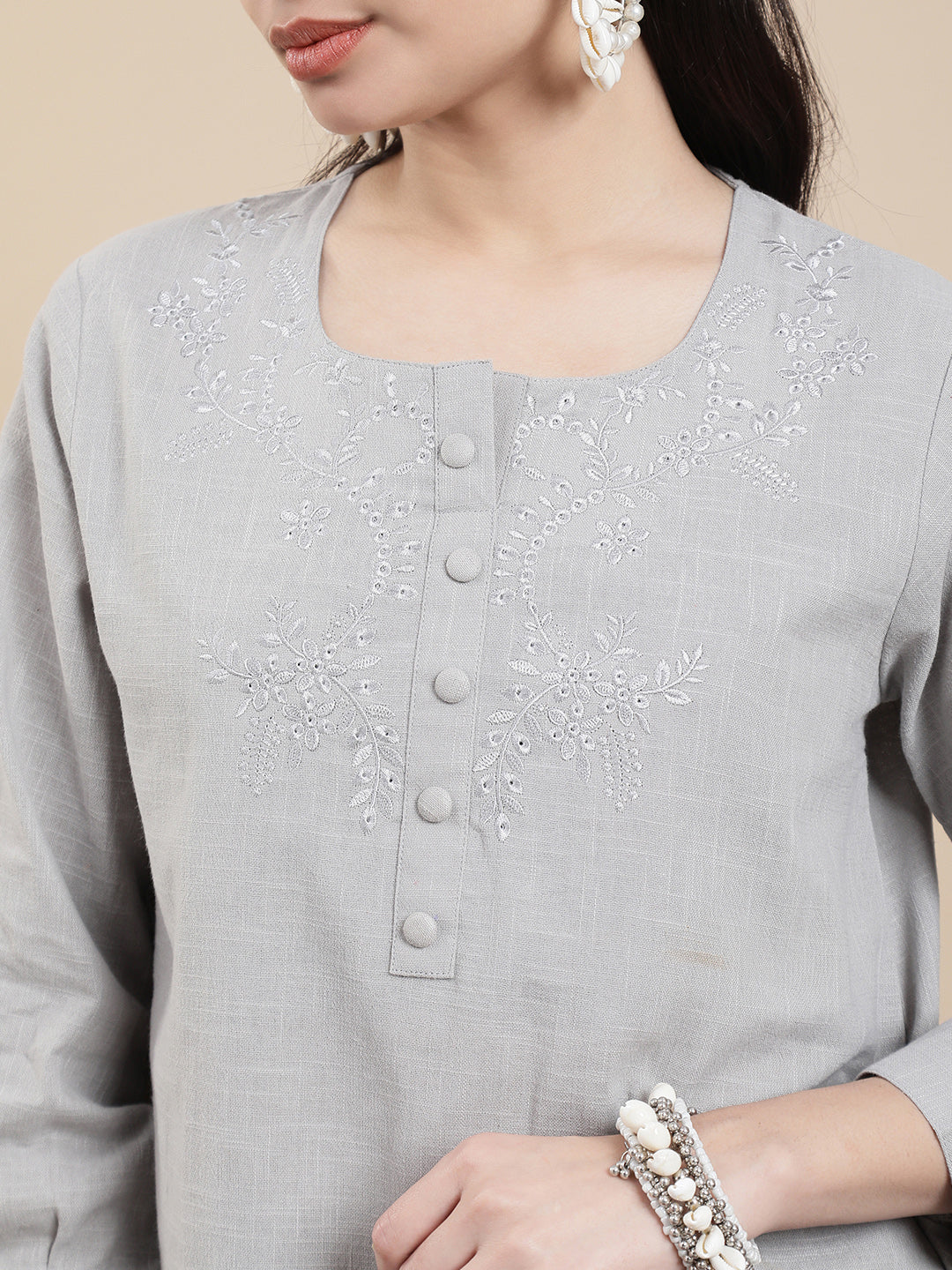 De Moza Women Casual Top Light Grey