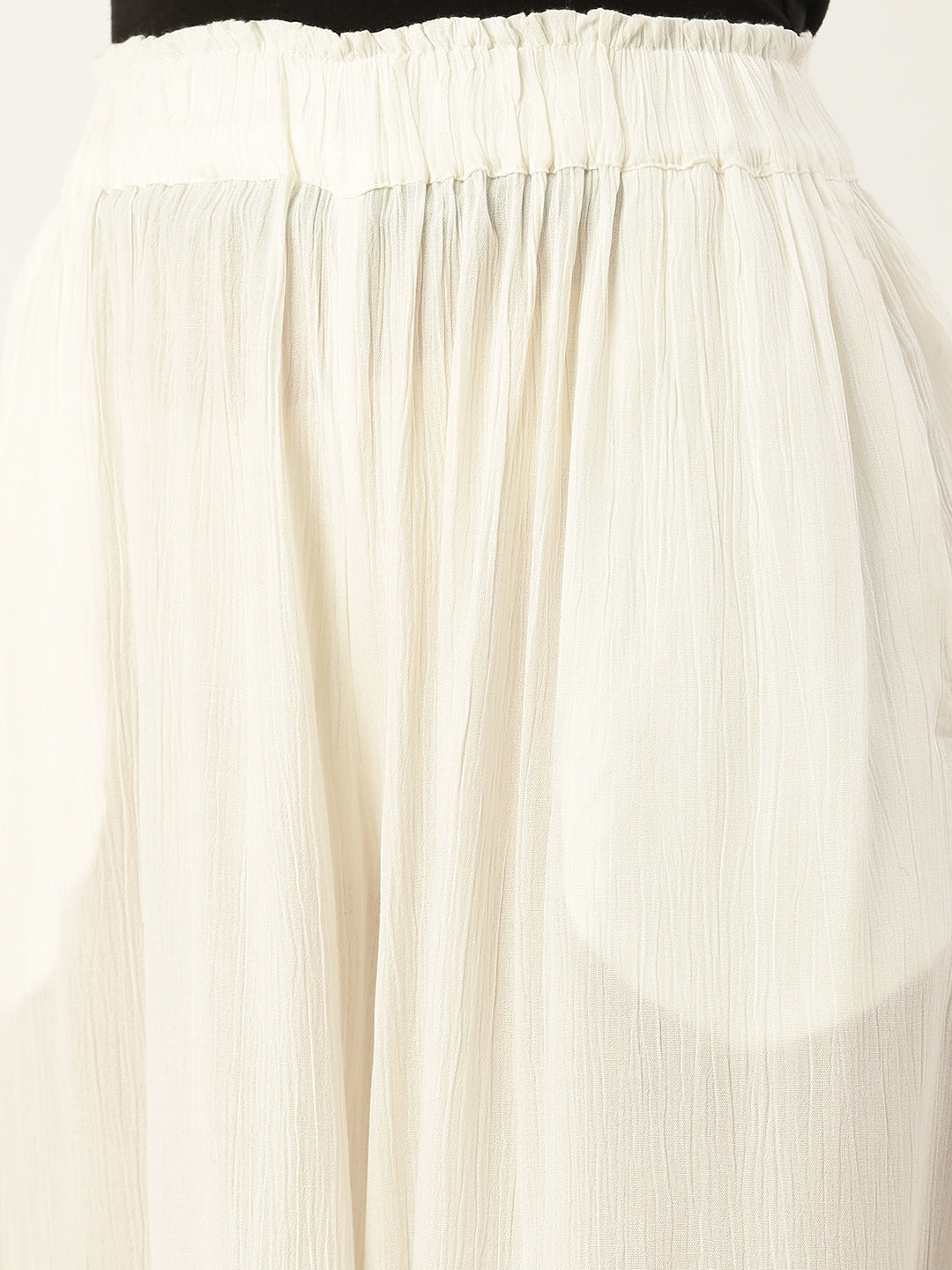 De Moza Women Culottes  Solid Viscose Offwhite - De Moza