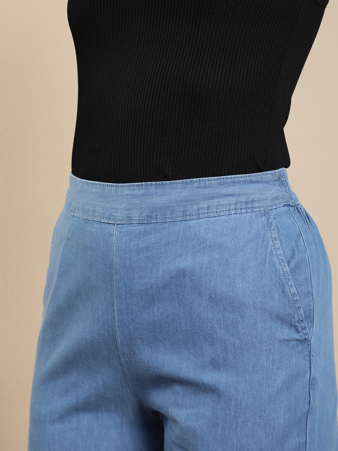 De Moza Women Casual Pants Mid Blue