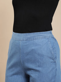 De Moza Women Casual Pants Mid Blue