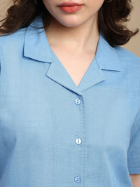 De Moza Women Casual Top Blue