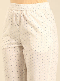 Printed Straight Pant-Offwhite - De Moza