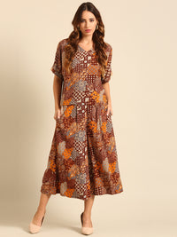 Printed Top-Brown - De Moza