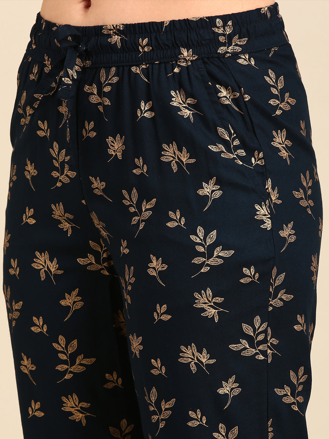 Straight Pant Printed-Teal - De Moza