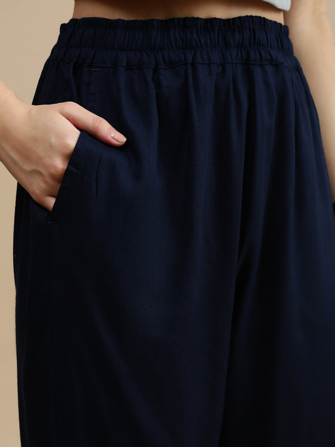 De Moza Women Casual Pants Dark Navy Blue