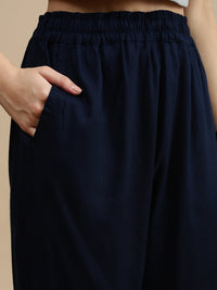 De Moza Women Casual Pants Dark Navy Blue