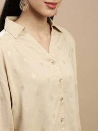 De Moza Women Festive Top Beige