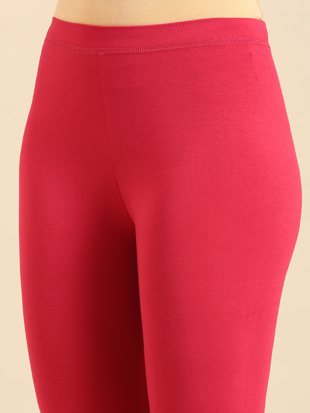Ankle Length Leggings Viscose-Dark Pink - De Moza