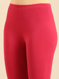 Ankle Length Leggings Viscose-Dark Pink - De Moza