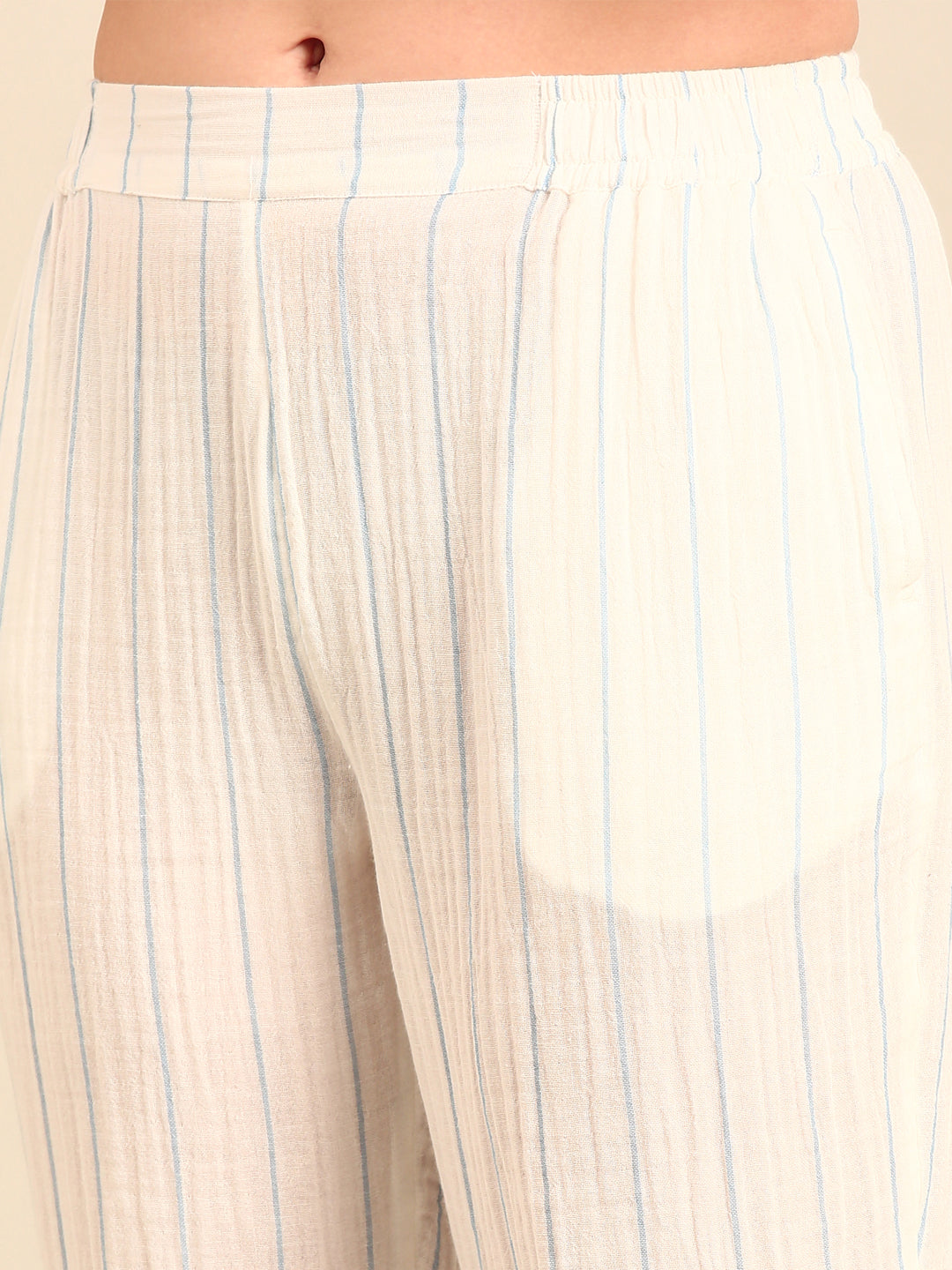 Straight Pant Yarn Dyed-White - De Moza