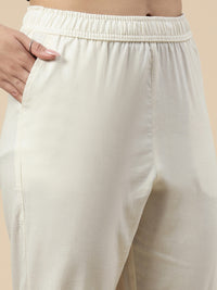 Casual Straight Pant-Cream