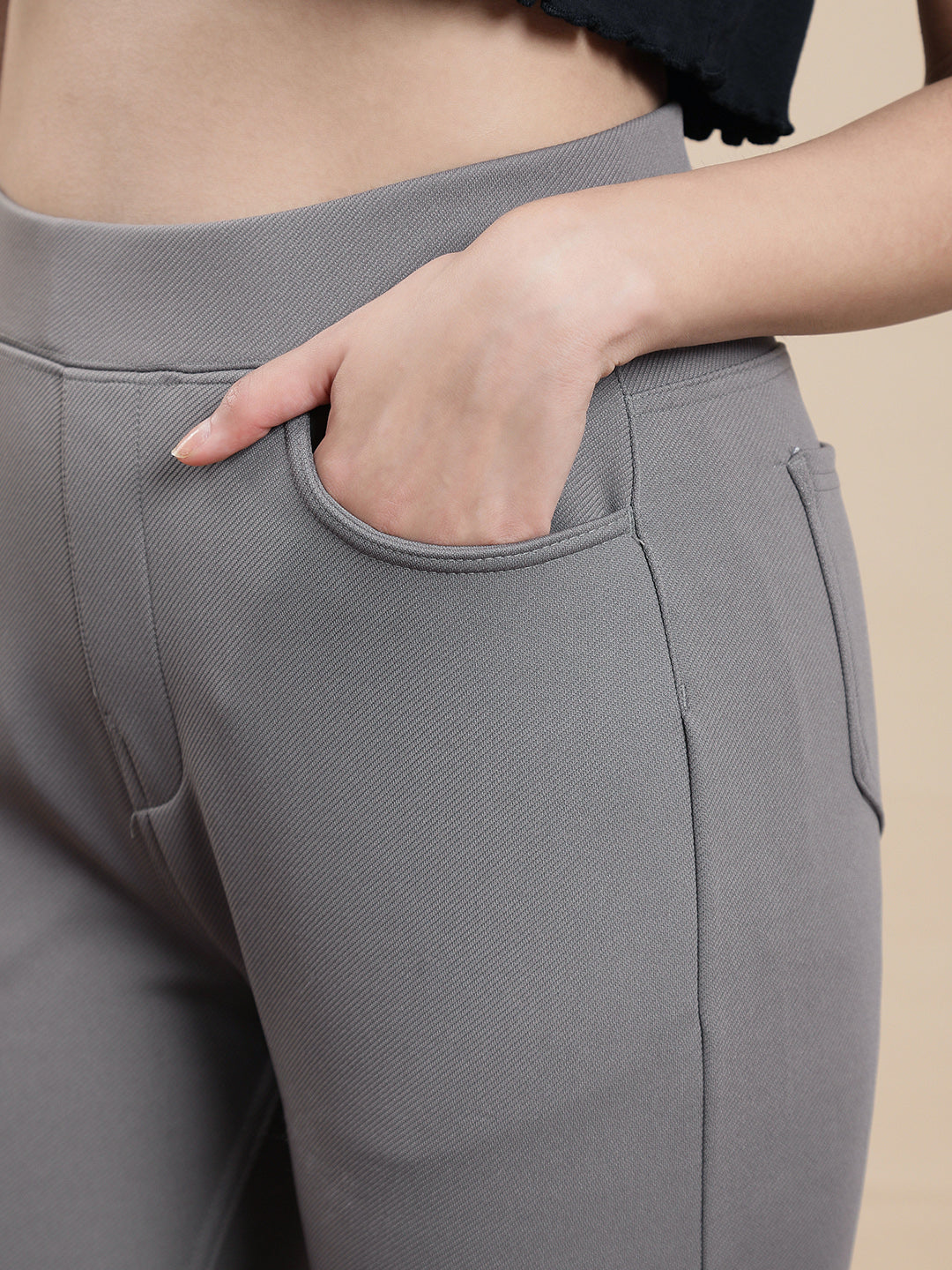 De Moza Women Casual Jegging Steel Grey