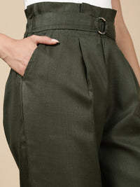 Paper Bag Pant-Dark Olive