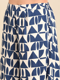 Culottes All Over Print-Blue - De Moza