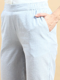 Cigarette Pant Stripped-Blue - De Moza