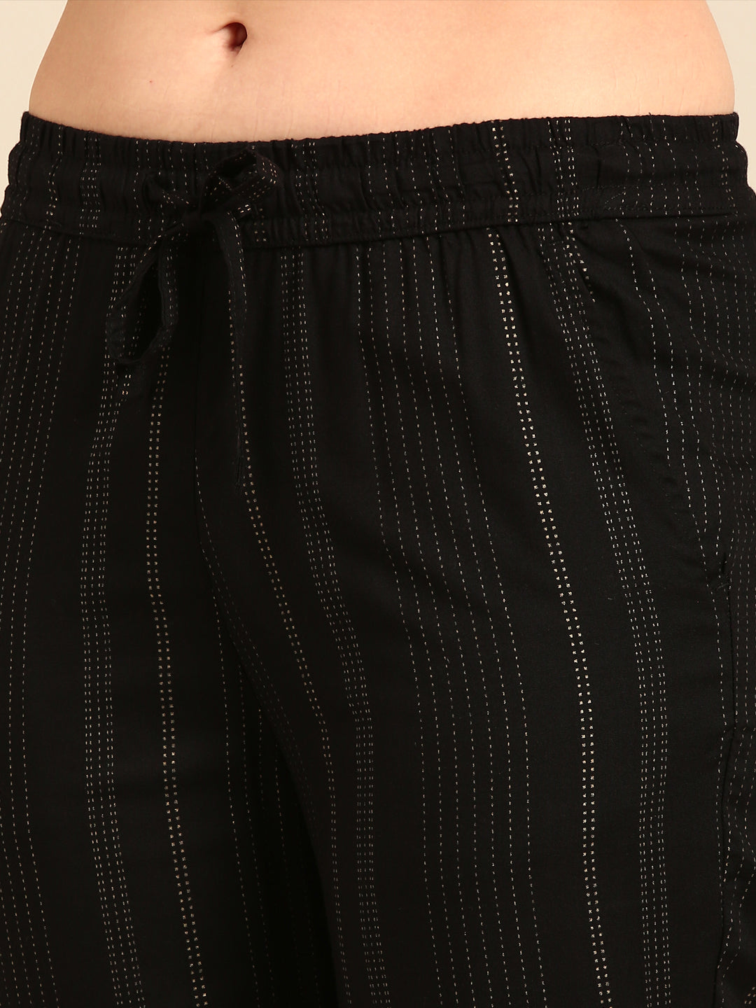 Straight Pant Printed-Black - De Moza