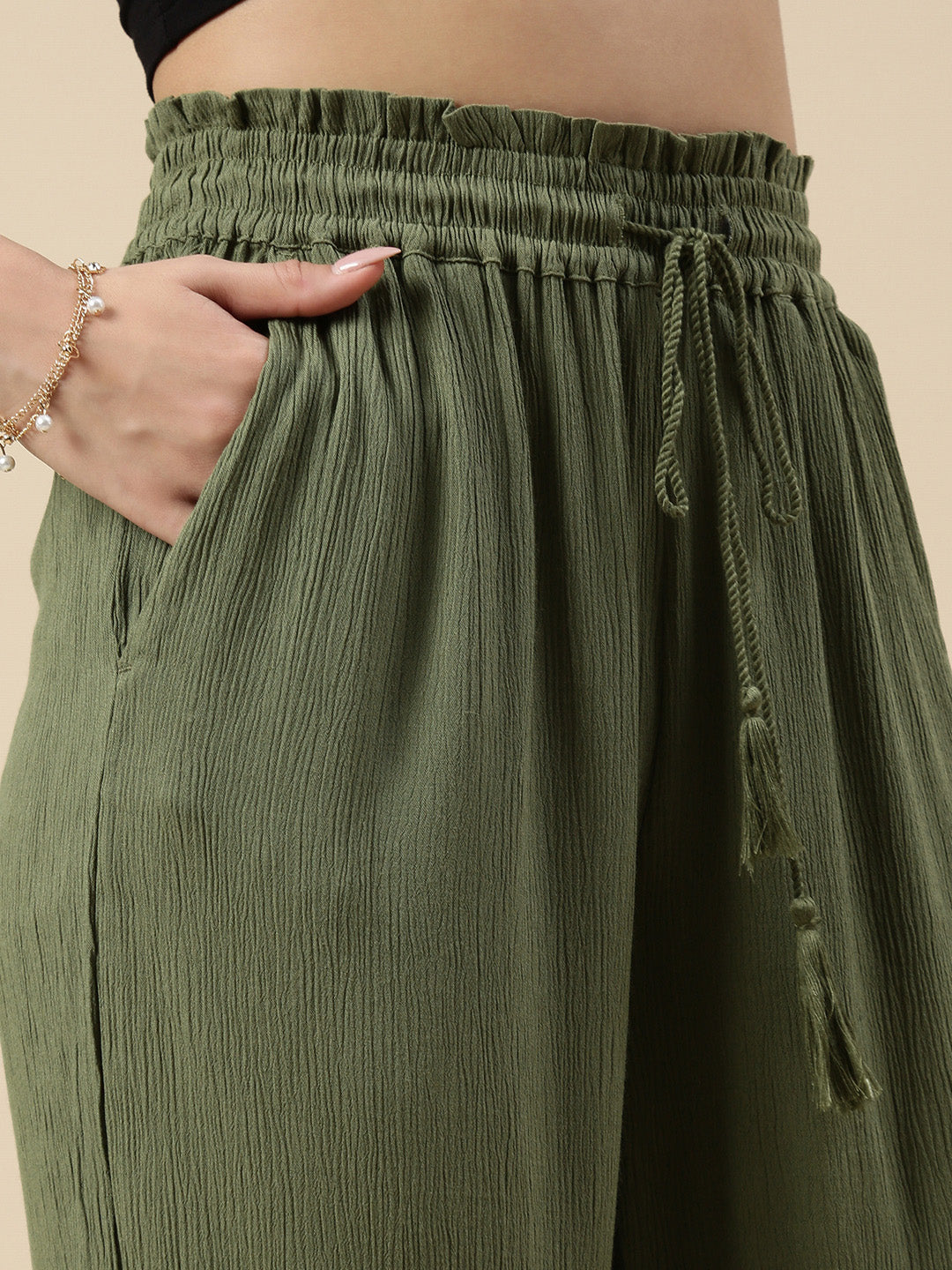 Flared Palazzo-Olive