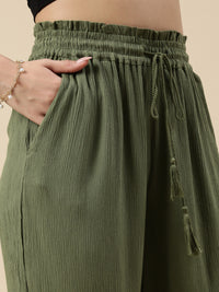 Flared Palazzo-Olive
