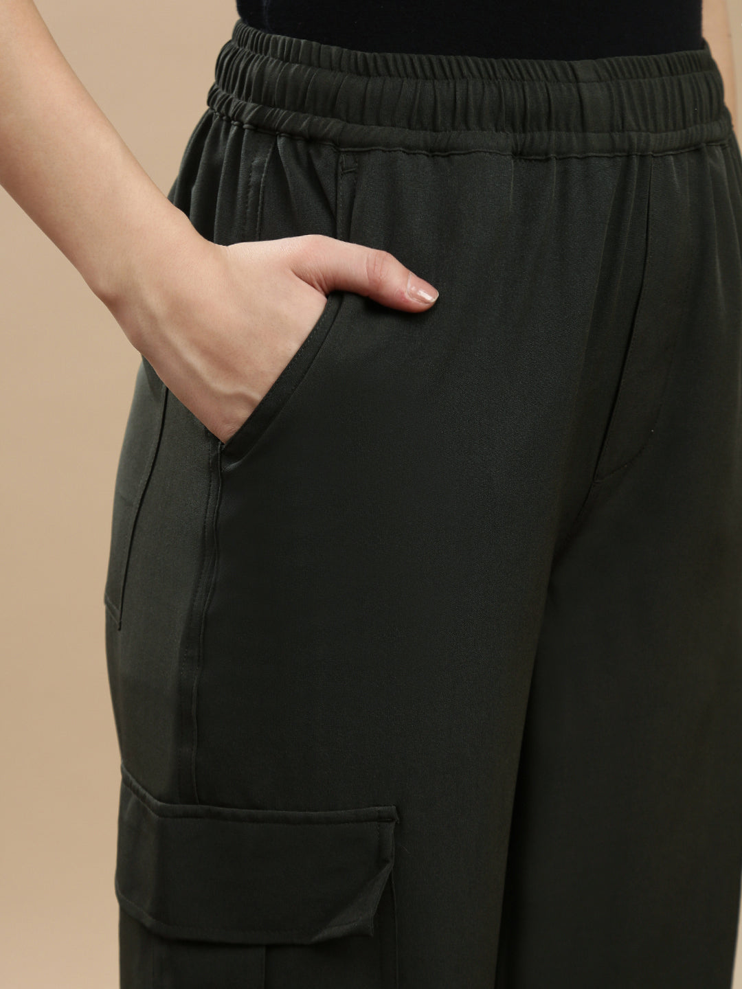 De Moza Women Casual Pants Olive Green