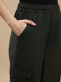 De Moza Women Casual Pants Olive Green