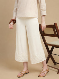 De Moza Women Woven Viscose Relaxed Fit Culottes with Functional Pockets Natural - De Moza