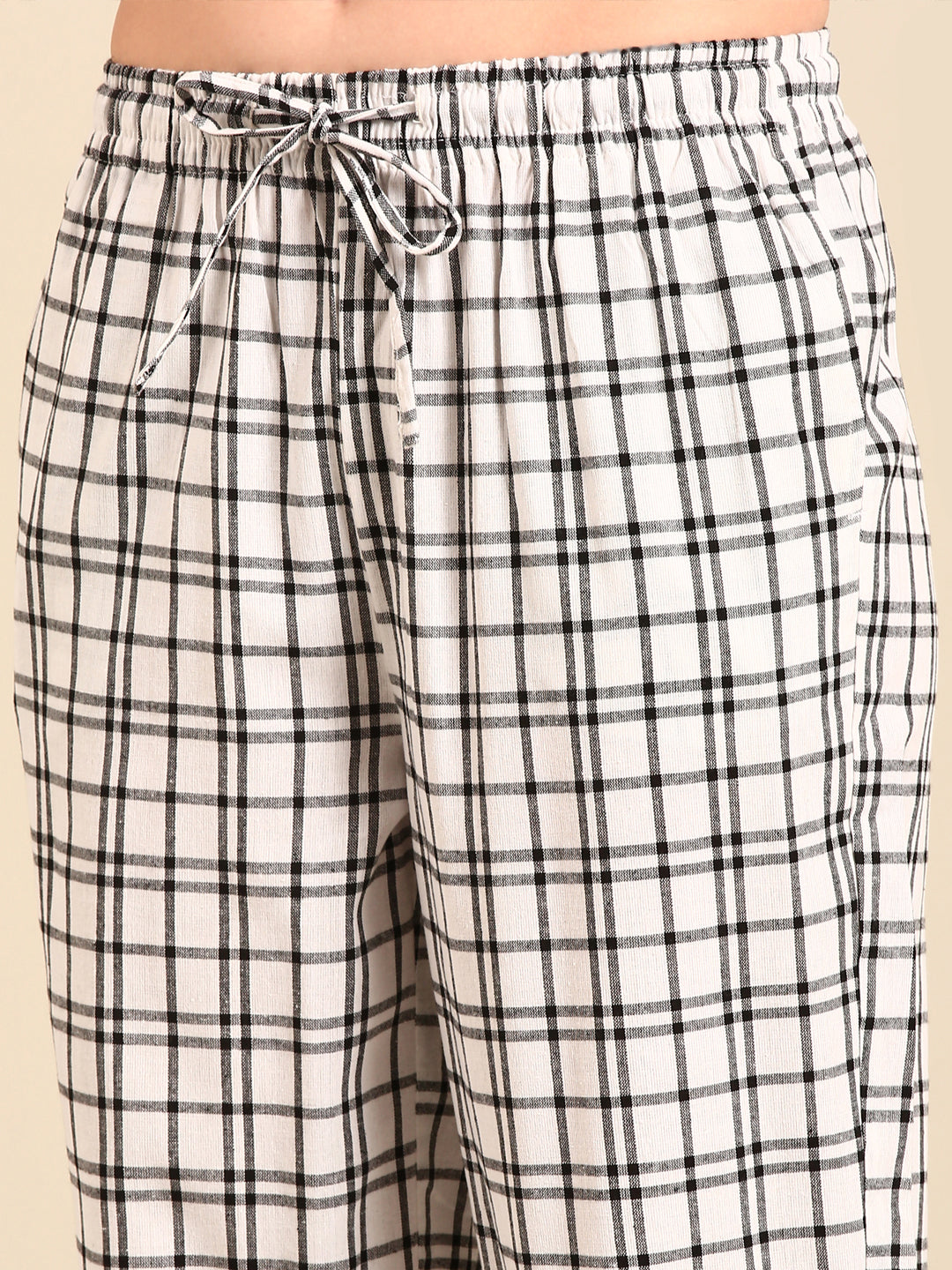 Harem Pant Checked-White - De Moza